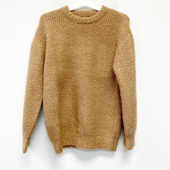 Future Collective Women's Crewneck Relaxed Teddy Sweater Tan Size XS - Picture 3 of 6
